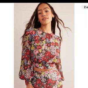 Boden Floral Blouse - Red, Pink, Yellow, Blue